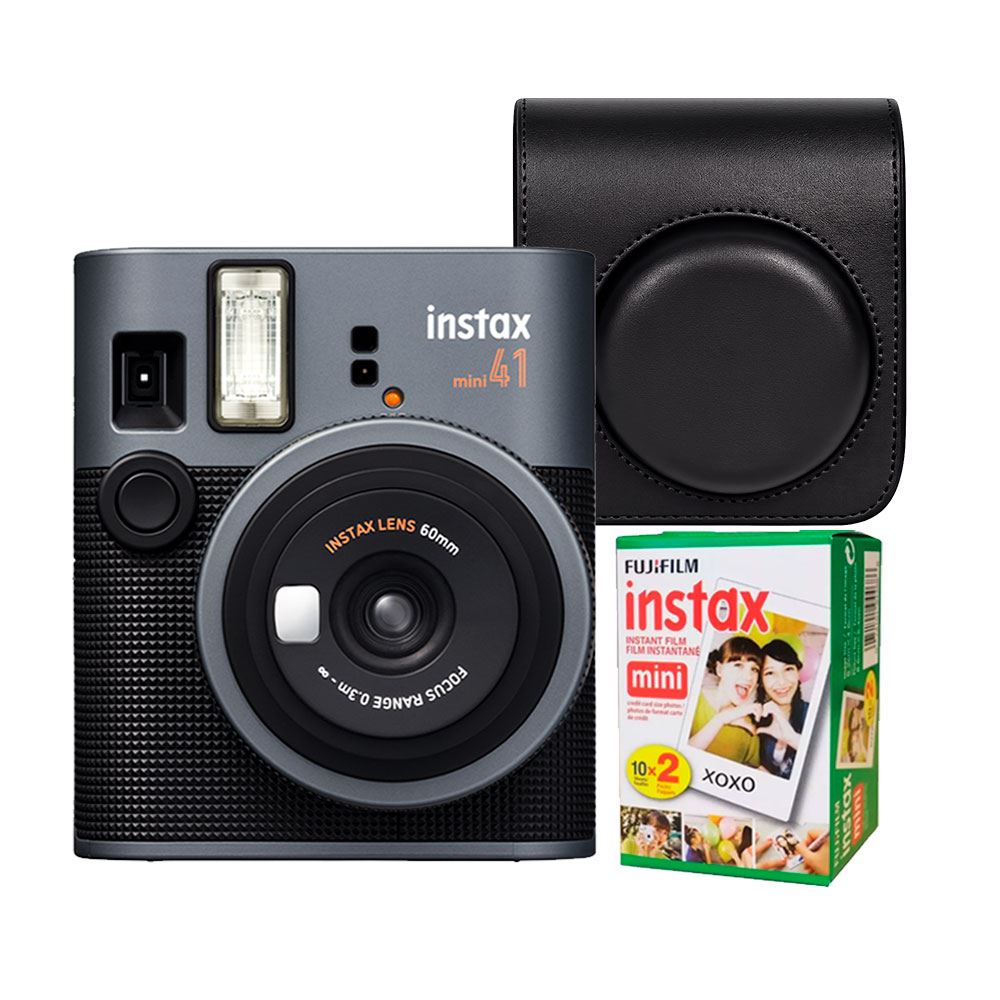 Camara Fujifilm Instax Mini 41 Black + Estuche Negro + Pelicula x 20